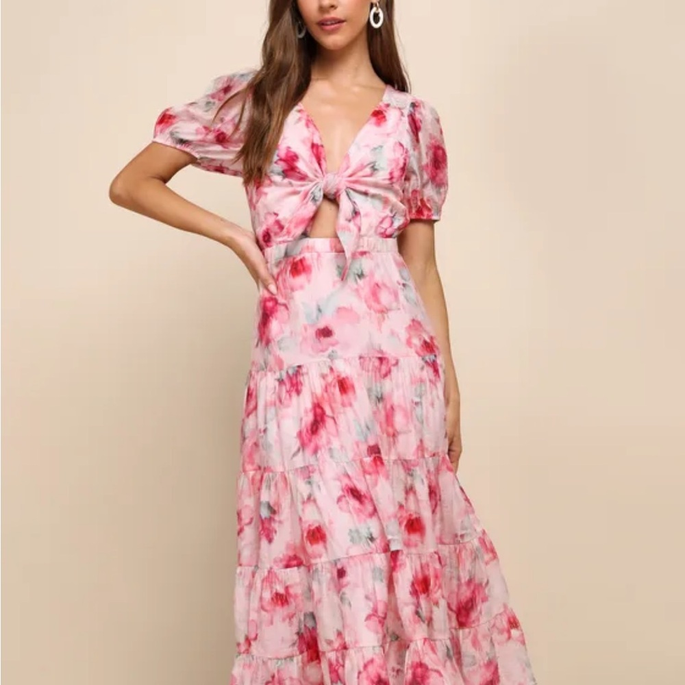 Lulus pink floral dress size M